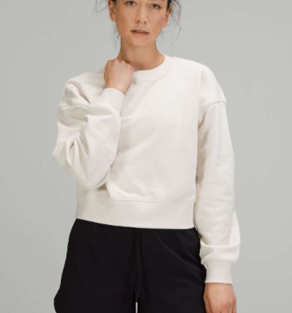 Lululemon Softstreme Perfectly Oversized Cropped Crew White Opal Size 4